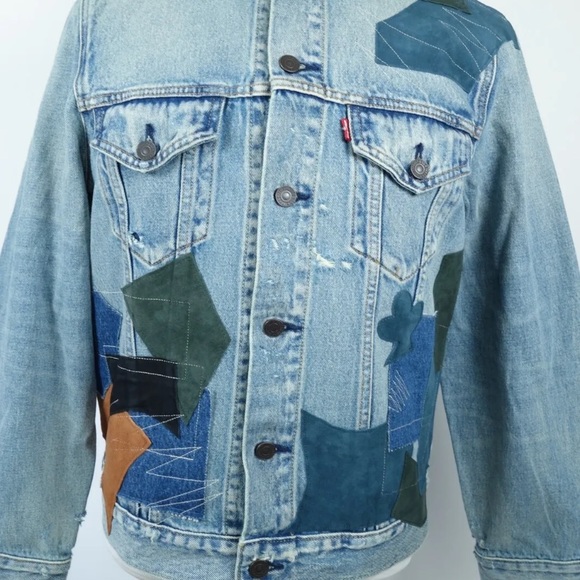 Levis Patchwork Denim Trucker Jacket Distressed Men Size Small Msrp $198 - Picture 1 of 12